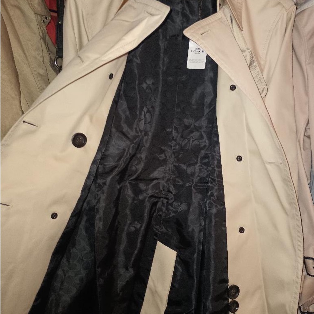 Coach Tan and Black Pea Coat Timeless Elegance